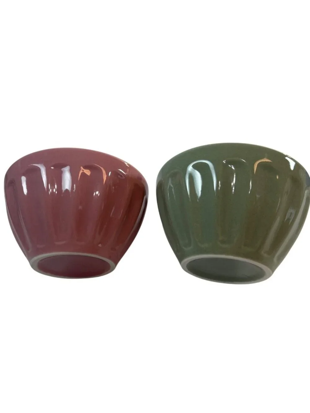 Pier 1 Prep Bowls Mini Ceramic Set of 2 Pink/Green 4